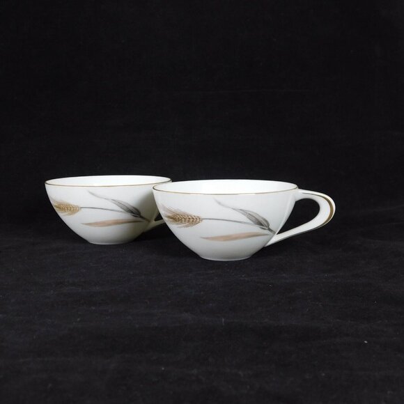 Lot of 2 Sango Autumn Gold Fine China Flat Cups Tea Coffee 1 7/8" tall Vintage - Picture 1 of 12
